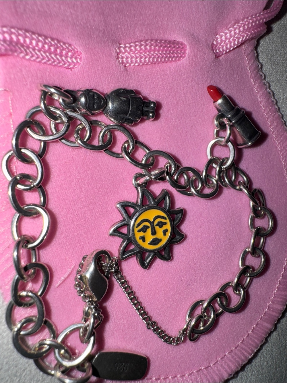 James Avery Silver Charm Chain bracelet with Yellow Sun Charm